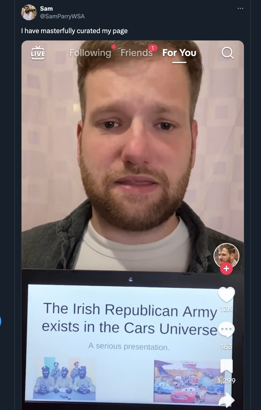 photo caption - Sam I have masterfully curated my page Live El ing Friends For You The Irish Republican Army exists in the Cars Universe A serious presentation.